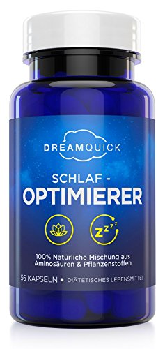 DreamQuick Schlaf-Optimierer | Natürlich wirksame Ein- und Durchschlafhilfe mit Pflanzenstoffen und Amino-Derivaten | 56 vegane Kapseln -