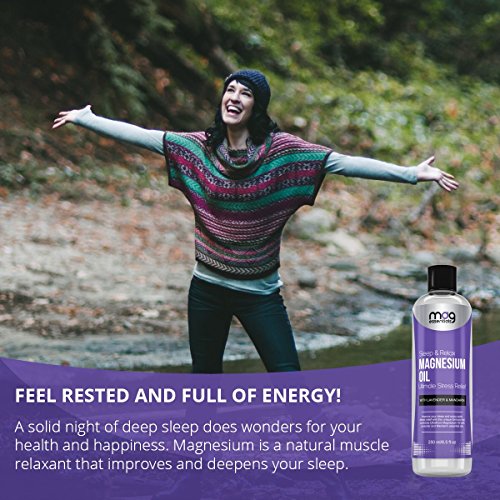 MagnesiumÖl Sleep and Relax – Natürliches Schlafhilfe- und Stressabbau-Öl. Hilft bei Schlaflosigkeit, Migräne,, Angstlinderung, Entspannung. Natürliches Muskelrelaxans. Besser schlafen und ausgeruht und voller Energie aufwachen! -