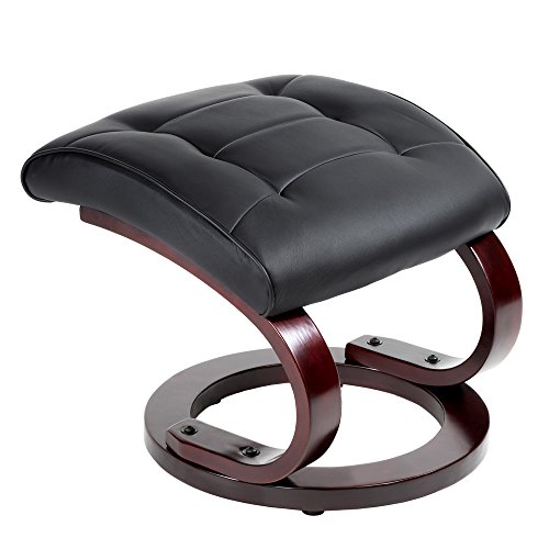 TecTake Fernsehsessel mit Hocker TV Sessel drehbar kippbar Relaxsessel aus schwarzem Kunstleder mit Holzfüßen -